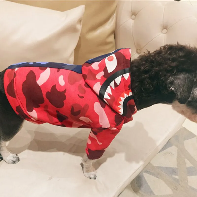 Red & Blue Camouflage Hoodies For Dogs