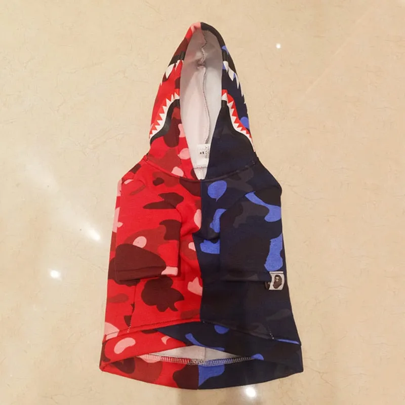 Red & Blue Camouflage Hoodies For Dogs