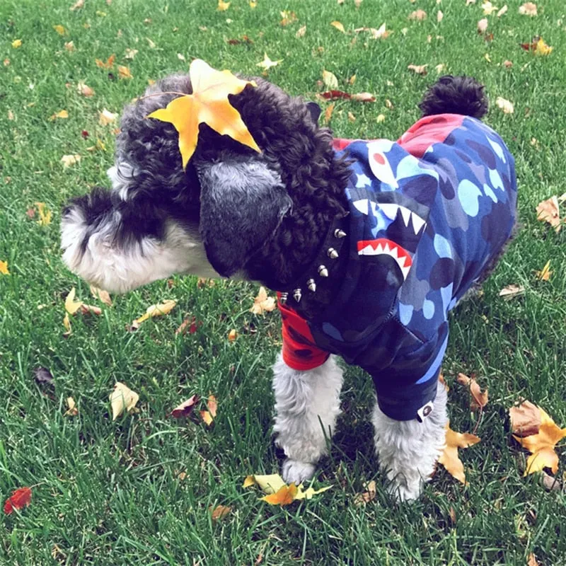 Red & Blue Camouflage Hoodies For Dogs