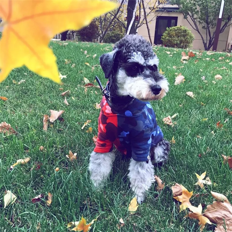 Red & Blue Camouflage Hoodies For Dogs