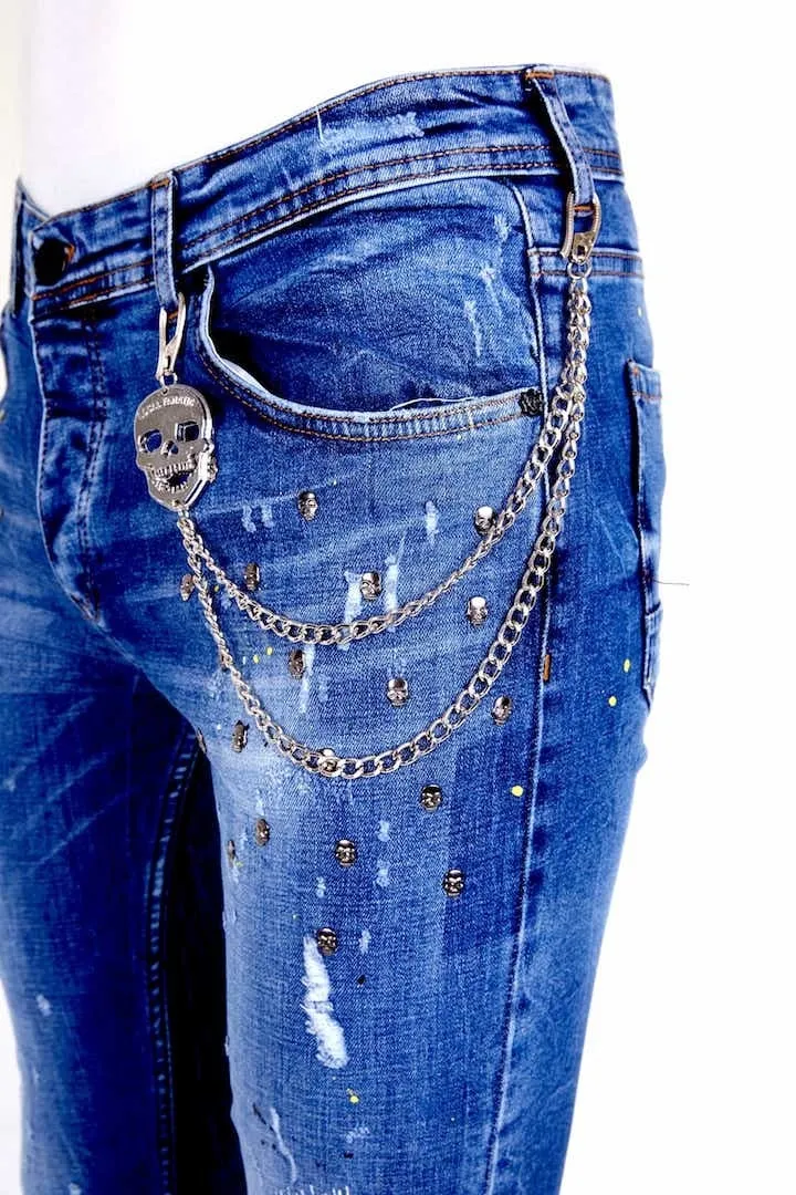 Ripped jeans skull studs | NEW |