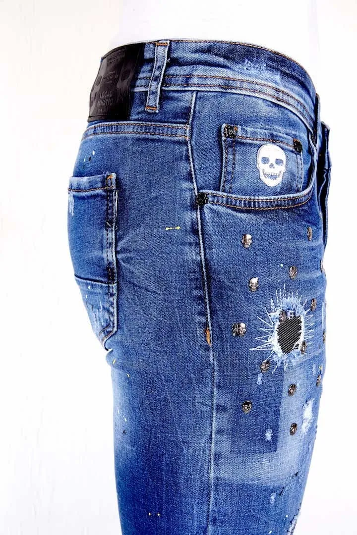 Ripped jeans skull studs | NEW |