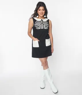 Smak Parlour Black & White Glow in the Dark Skeleton Power Mini Dress