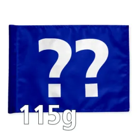 Stykvis golf flag i bl med valgfri hulnummer, 115 gram flagdug