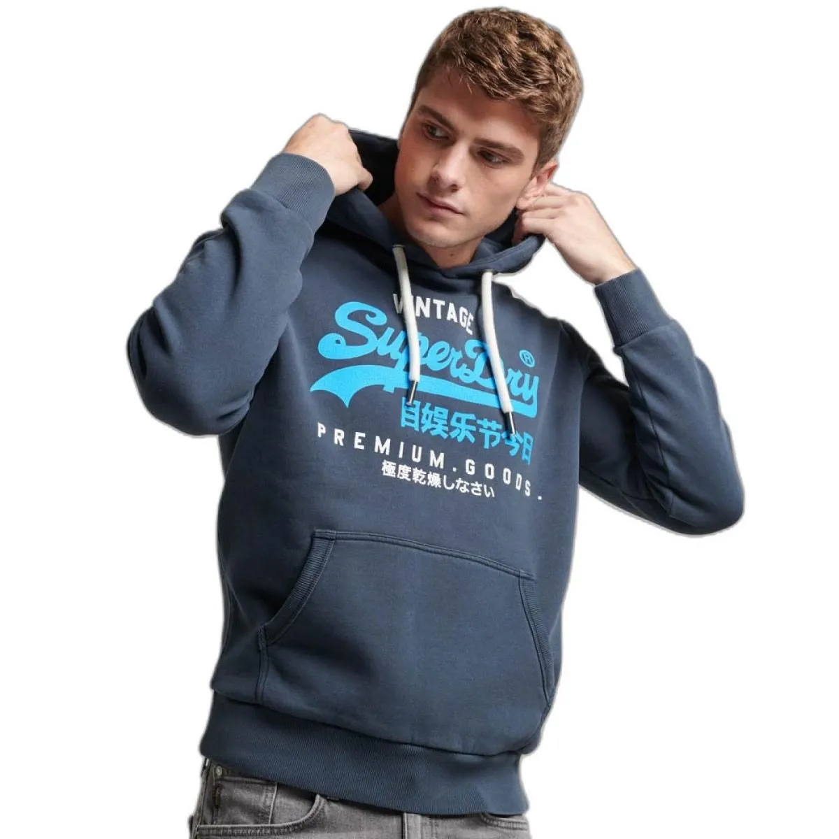 Superdry Premium Good Logo Hooded Sweatshirts Midnight Navy