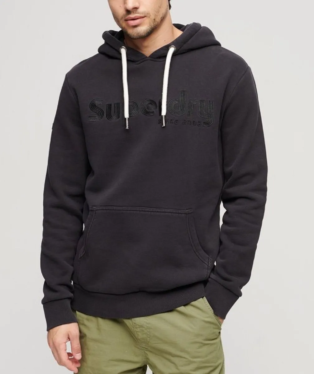 Superdry Terrain Logo Overdyed Hooded Sweatshirts Black