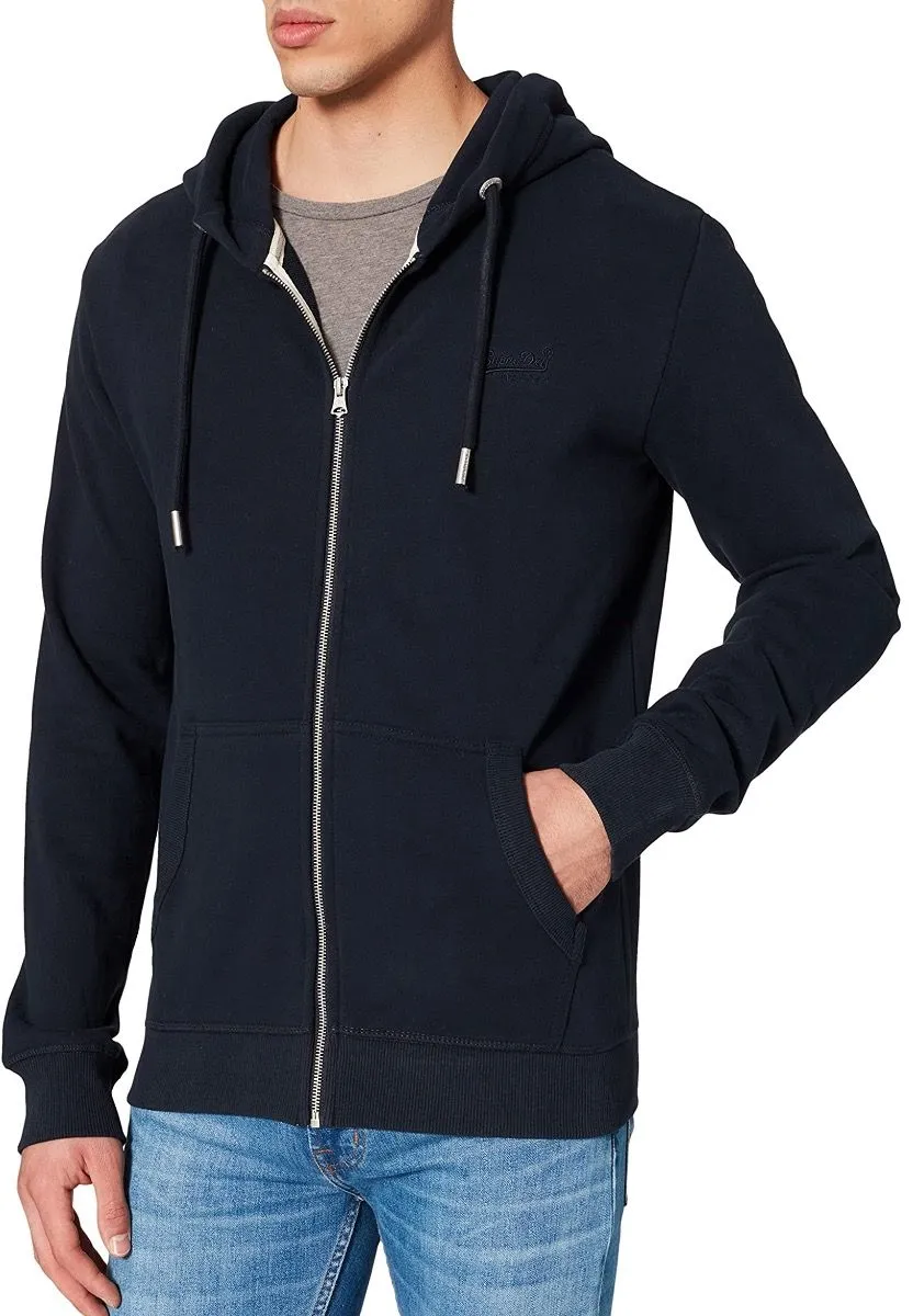 Superdry Vintage Logo Embroided Zip Hooded Sweatshirts Eclipse Navy