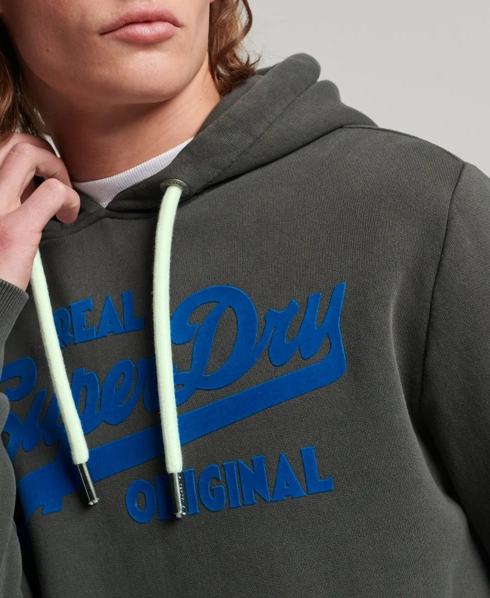 Superdry Vintage Neon Logo Hooded Sweatshirts Carbon