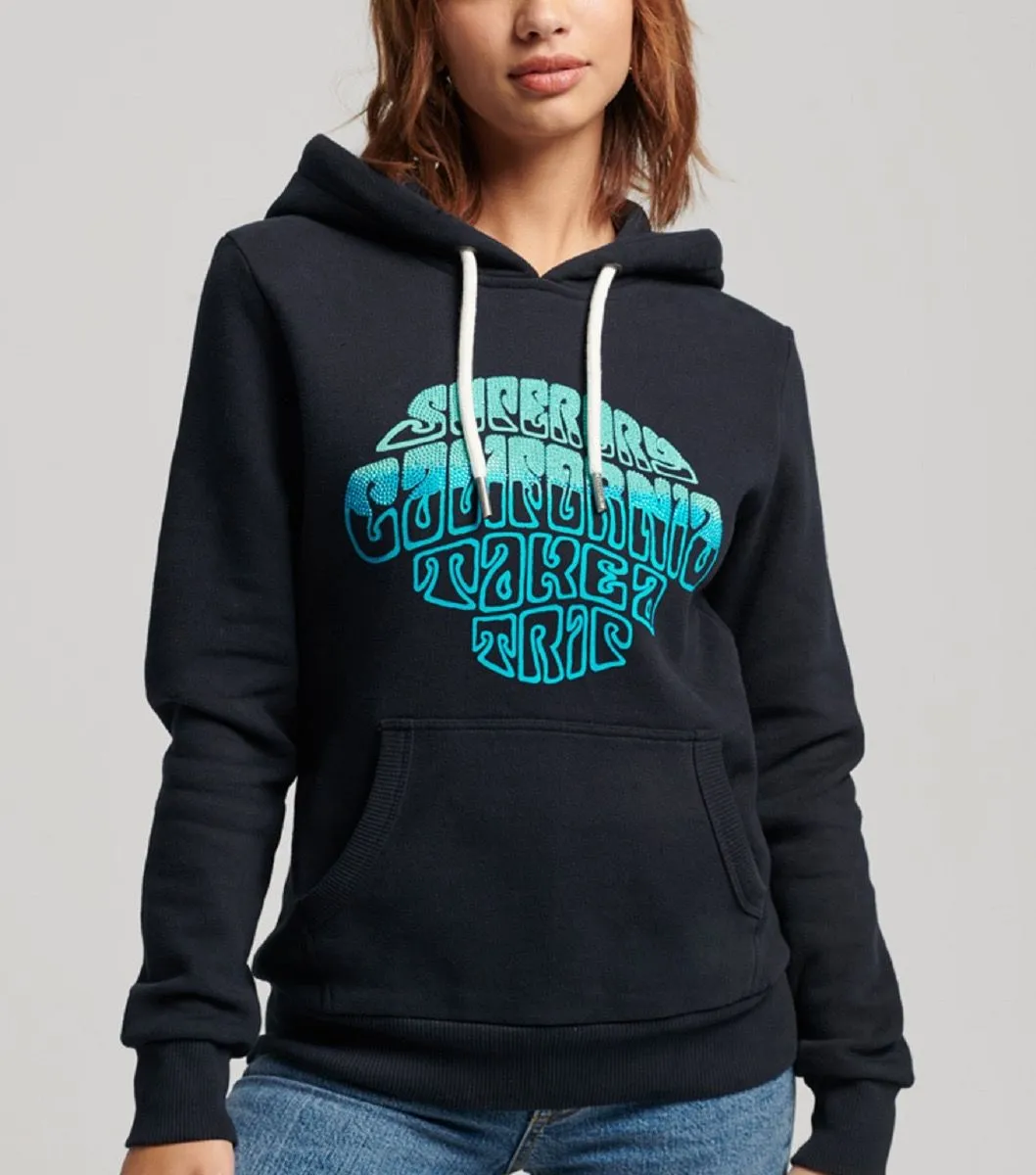 Superdry Womens Fantaisie Hooded Sweatshirts Eclipse Navy