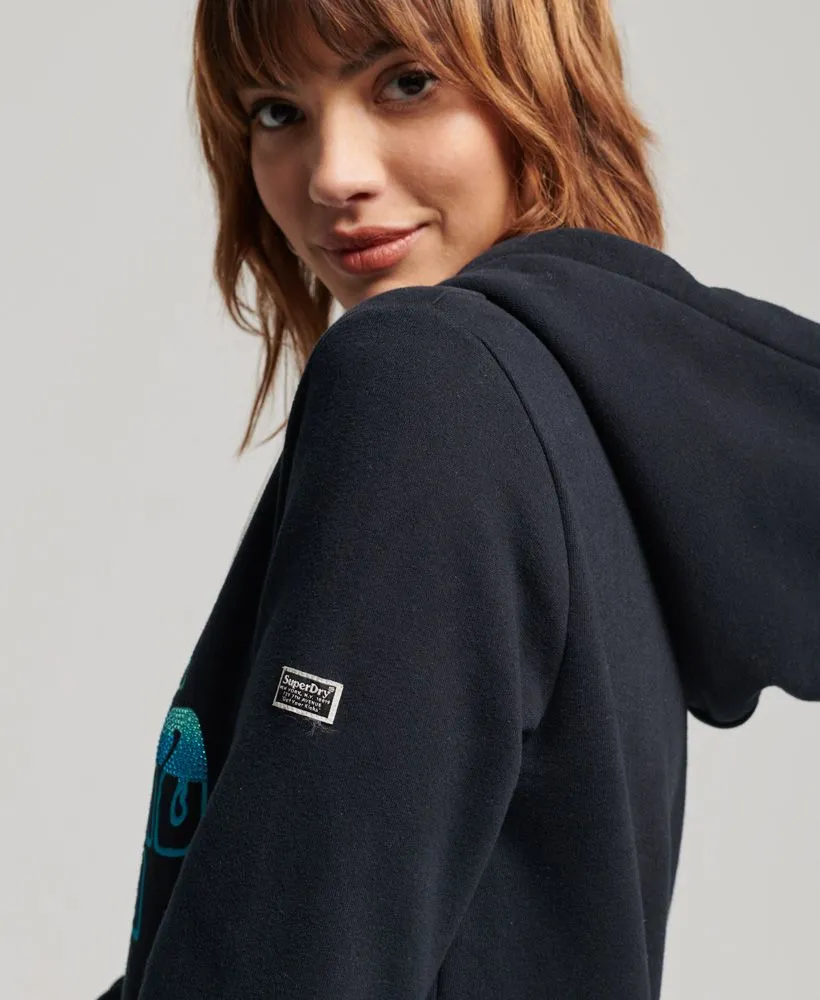 Superdry Womens Fantaisie Hooded Sweatshirts Eclipse Navy