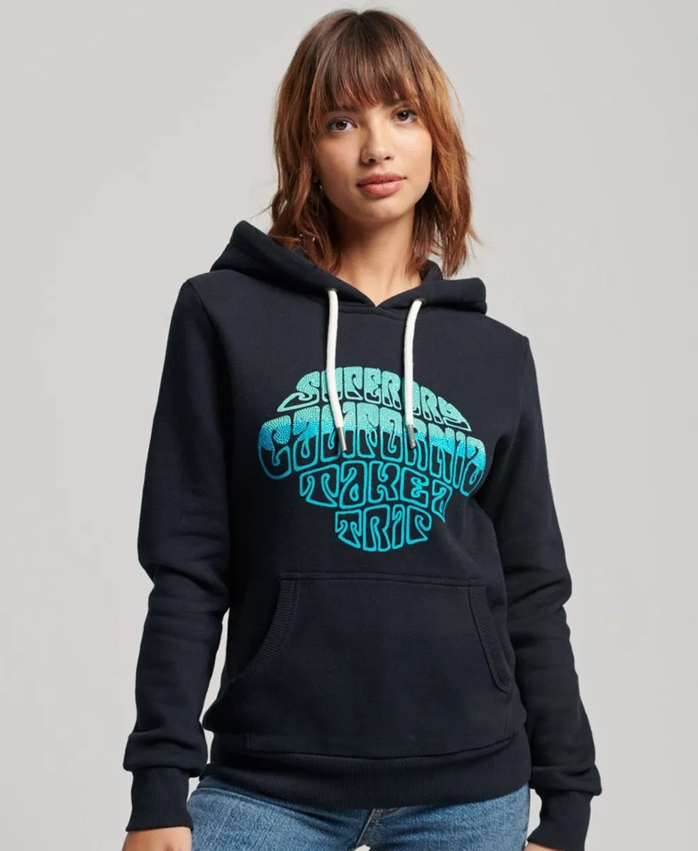 Superdry Womens Fantaisie Hooded Sweatshirts Eclipse Navy