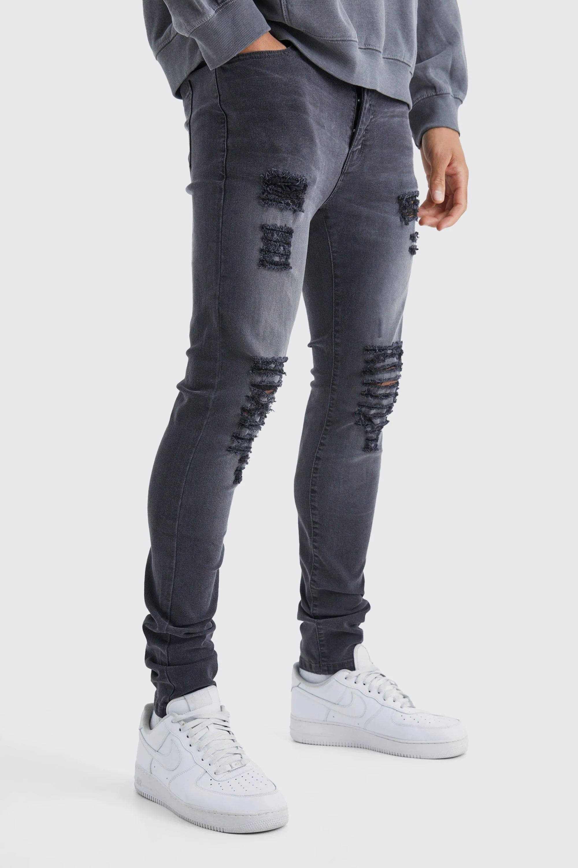 Tall Skinny Jeans With All Over Rips