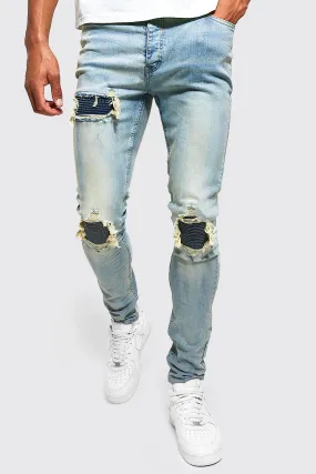 Tall Skinny Jeans With Biker Rip And Repair