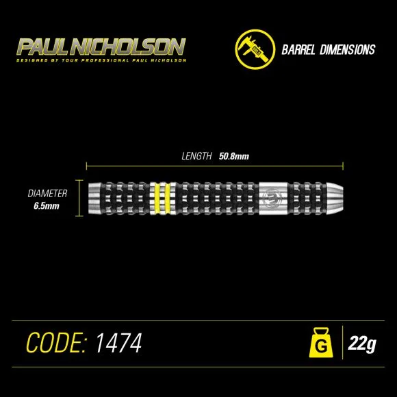 Winmau Paul Nicholson 22g Steel Tip Darts