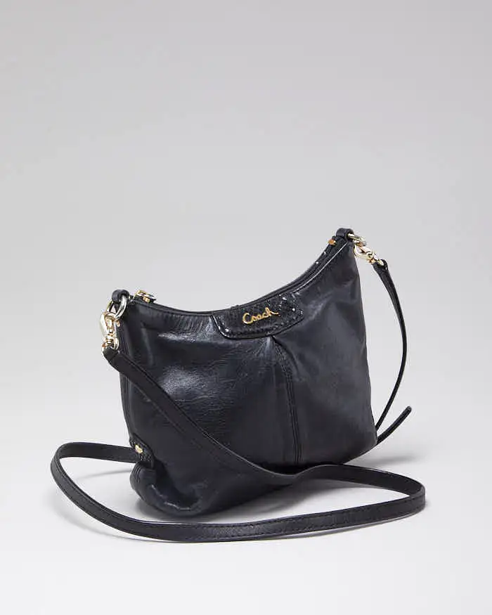 Woman's Black Coach Classic Leather Cross Body Bag