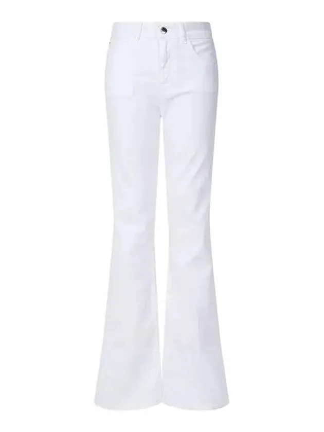 Women s Logo Patch Long Bootcut Jeans White 270550