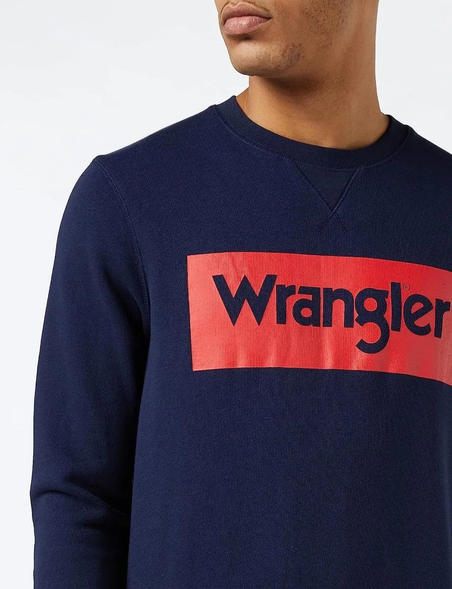 Wrangler Logo Crew Neck Sweatshirts Navy