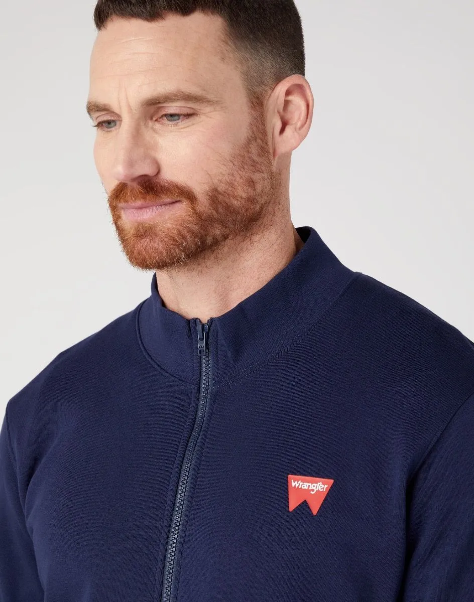 Wrangler Logo Zip Up Funnel Neck Sweatshirts Real Navy